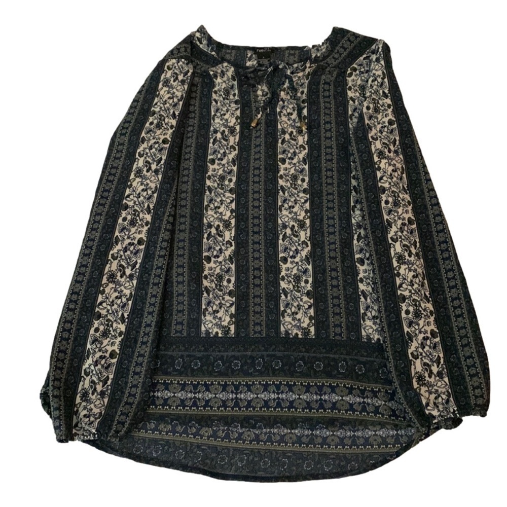 rue 21 Boho Top, Size L, Black & White